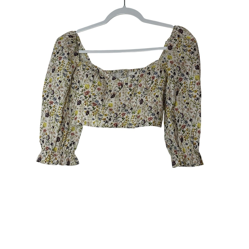 Aritzia Wilfred Top Women's Small Floral Cropped Romantic Stretch Beach Bohemian